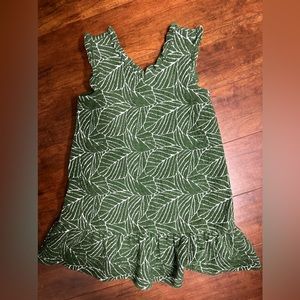 Janie and Jack green leaf ruffle trim dress in creeping ivy leaf sz 5